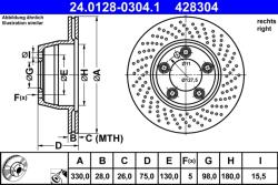 ATE Disc Frana 24.0128-0304.1 Porsche 911 (24.0128-0304.1)