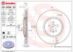 BREMBO Disc Frana 09. D069.33 Land Rover Range Rover Velar