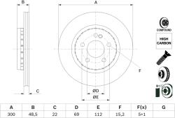Bosch Disc Frana 0986479H50 Mercedes-Benz C-Class/C-Class T-Model/Cls/E-Class/Glc (0986479H50)