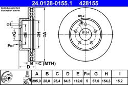 ATE Disc Frana 24.0128-0155.1 Mercedes-Benz C-Class/C-Class T-Model/E-Class/Slc/Slk