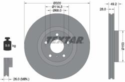 TEXTAR Disc Frana 92162405 Infiniti Ex/Fx/G/M/M35/M45/Q40/Q70/Qx50 I/Qx70 (92162405)