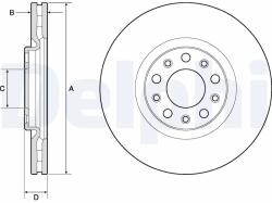 DELPHI Disc Frana Bg4763C Alfa Romeo Tonale Fiat 500X Jeep Compass/Renegade (BG4763C)