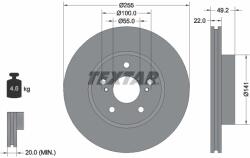 TEXTAR Disc Frana 92179503 Toyota Prius Toyota (Faw) Prius (92179503)
