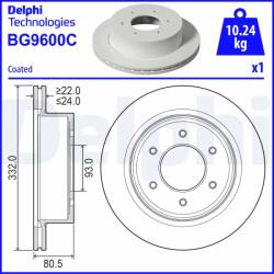 DELPHI Disc Frana Bg9600C Ford Ranger Ford Usa Ranger Cab &/Ranger Crew Cab