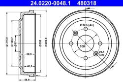 ATE Tambur Frana 24.0220-0048.1 Chevrolet Aveo / Kalos/Spark (24.0220-0048.1)