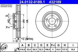 ATE Disc Frana 24.0132-0189.1 Ford Galaxy Iii/Galaxy Mk Iii/S-Max