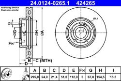 ATE Disc Frana 24.0124-0265.1 Mercedes-Benz A-Class/B-Class/Cla/Cla Shooting Brake