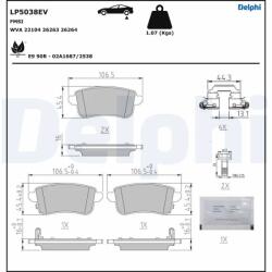 DELPHI Set Placute Frana, Frana Disc Lp5038Ev Renault Zoe