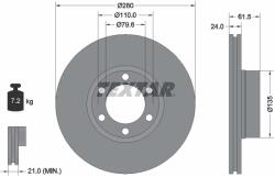 TEXTAR Disc Frana 92097703 Opel Movano A Renault Master Ii Vauxhall Movano Mk Icombi (92097703)
