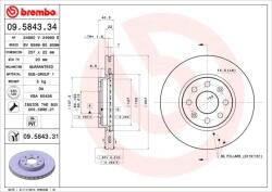 BREMBO Disc Frana 09.5843. 31 Fiat Grande Punto/Punto/Punto Evo Opel Adam/Corsa D (09.5843.31)