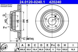 ATE Disc Frana 24.0120-0240.1 Bmw 3/3 Gran Turismo/3 Touring/4/4 Gran (24.0120-0240.1)