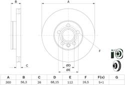 Bosch Disc Frana 0986479037 Ford Galaxy I/Galaxy Mk I Seat Alhambra Vw California T4