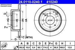 ATE Disc Frana 24.0110-0240.1 Mitsubishi Fto/Galant Vii/Galant Viii/Lancer/Santamo