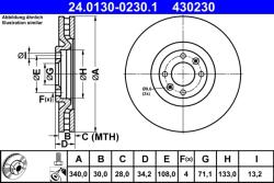 ATE Disc Frana 24.0130-0230.1 Citroën Ds4/Ds5 Ds Ds 4 / Ds 4 Crossback/Ds 5 (24.0130-0230.1)