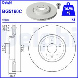 DELPHI Disc Frana Bg5160C Mg Mg Gs/Mg Hs Mg (Saic) Gs/Pilot Roewe (Saic) Erx5/Rx5 (BG5160C)