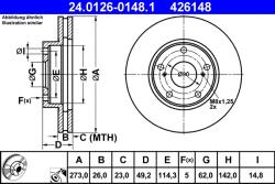 ATE Disc Frana 24.0126-0148.1 Toyota Auris/Corolla