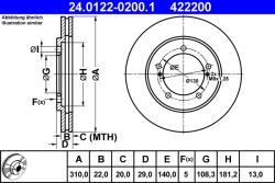 ATE Disc Frana 24.0122-0200.1 Suzuki Grand Vitara I