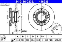 ATE Disc Frana 24.0116-0235.1 Ford Tourneo Custom V362/Transit Custom V362 (24.0116-0235.1)