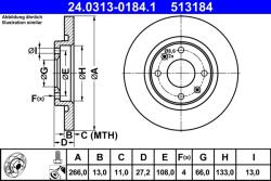 ATE Disc Frana 24.0313-0184.1 Citroën Berlingo / Berlingo First/C-Elysee/C2/C3 I