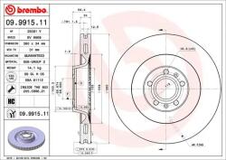 BREMBO Disc Frana 09.9915. 11 Audi A6 C6/A8 D2/A8 D3 Vw Phaeton (09.9915.11)