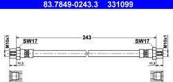 ATE Furtun Frana 83.7849-0243.3 Skoda Yeti Vw Eos/Scirocco/Scirocco Iii (83.7849-0243.3)
