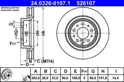 ATE Disc Frana 24.0326-0107.1 Volvo C70 I/S70/V70 I