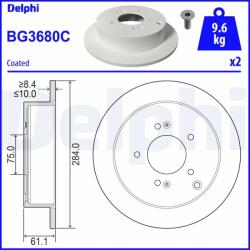 DELPHI Disc Frana Bg3680C Hyundai Highway/Santa Fé I/Trajet/Tucson/Ix35 Kia Sportage Ii
