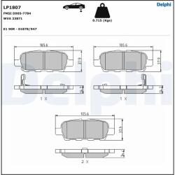 DELPHI Set Placute Frana, Frana Disc Lp1807 Chevrolet Marajo Infiniti Ex/Fx/G/M35/M45 (LP1807)