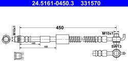 ATE Furtun Frana 24.5161-0450.3 Citroën C4 Ii/Ds4 Ds Ds 4 / Ds 4 Crossback