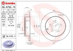 BREMBO Disc Frana 08. A755.11 Citroën C-Crosser/C-Crosser Enterprise Peugeot 4007 (08.A755.11)