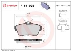 BREMBO Set Placute Frana, Frana Disc P61095 Citroën Jumpy Ii Fiat Scudo Peugeot Expert (P61095)