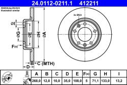 ATE Disc Frana 24.0112-0211.1 Citroën Berlingo/C4 Picasso Ii/C4 Spacetourer