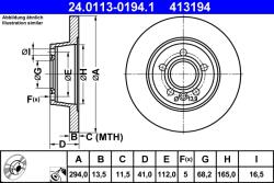 ATE Disc Frana 24.0113-0194.1 Ford Galaxy I Seat Alhambra Vw Sharan/Transporter T4 (24.0113-0194.1)