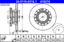 ATE Disc Frana 24.0116-0216.1 Ford Transit/Transit Tourneo (24.0116-0216.1)