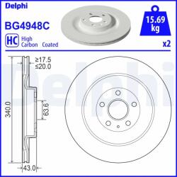 DELPHI Disc Frana Bg4948C Polestar Polestar 2 Volvo C40/Ec40/Ex40/Xc40/Xc90 Ii (BG4948C)