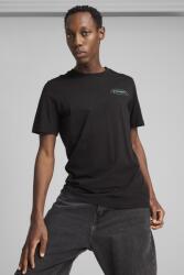 PUMA Puma, Normál fazonú mintás pamutpóló, Fekete, Türkiz, Világoskék, S (684834-01-S)