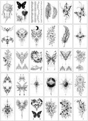 Flippy 30 darabos ideiglenes tetoválás készlet, Flippy, víz alapú, 1. modell, fekete (131429)