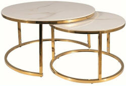 Signal Portafino Luxus Kerámia Dohányzóasztal Szett Fehér Márvány Arany Vázzal (SIG-PORTAFINOABZFI60)