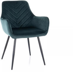 SIGNAL MEBLE Fig Velvet Bársony Étkezőszék Zöld Geometrikus Varrással (SIG-FIGVCZ) - pepita