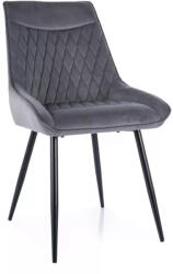 SIGNAL MEBLE Agat Velvet Steppelt Bársony Étkezőszék Szürke Fekete Fémlábakkal (SIG-AGATVCSZ) - pepita