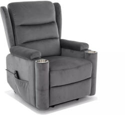 SIGNAL MEBLE Minos Velvet Elektromos Relax Fotel Bársony Szürke (SIG-MINOSVSZ) - pepita