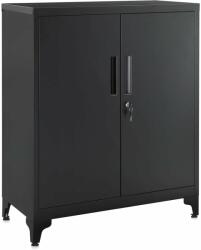 SONGMICS Fém irodai szekrény 2 ajtóval és zárrendszerrel, multifunkcionális, állítható polcokkal, 40x80x90 cm, fekete