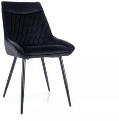 SIGNAL MEBLE Agat Velvet Luxus Étkezőszék Fekete Bársony Steppelt (SIG-AGATVCC) - pepita