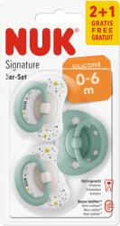 Nuk Силиконови залъгалки NUK - Signature, 0-6 месеца, 2+1 броя, Бяло с зелено (10175010-Бял/Зелен)