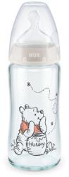 Nuk Стъклено шише NUK - First Choice, Temperature Control, Мечо Пух, 0-6 месеца, 240 ml (10212054)