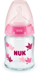 Nuk Стъклено шише със силиконов биберон NUK - First Choice, TC, 120 ml, 0-6 месеца, Розово (10747114-Розов)