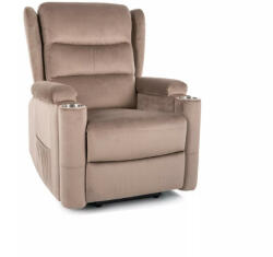 SIGNAL MEBLE Minos Velvet Elektromos Relax Fotel Bársony Sötétbézs (SIG-MINOSVCBE) - pepita