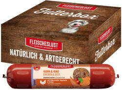 Fleischeslust 6x800g Fleischeslust Futterbox Senior Classic, Csirke & marha édesburgonya, csipkebogyó & gingko, nedves kutyaeledel