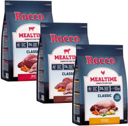 Rocco 3x1kg Rocco Mealtime száraz kutyatáp vegyes próbacsomagban (marha, csirke, bárány)