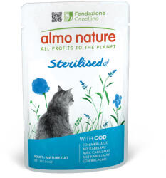 Almo Nature 6x70g Almo Nature Functional Sterilised nedves macskatáp-tőkehal